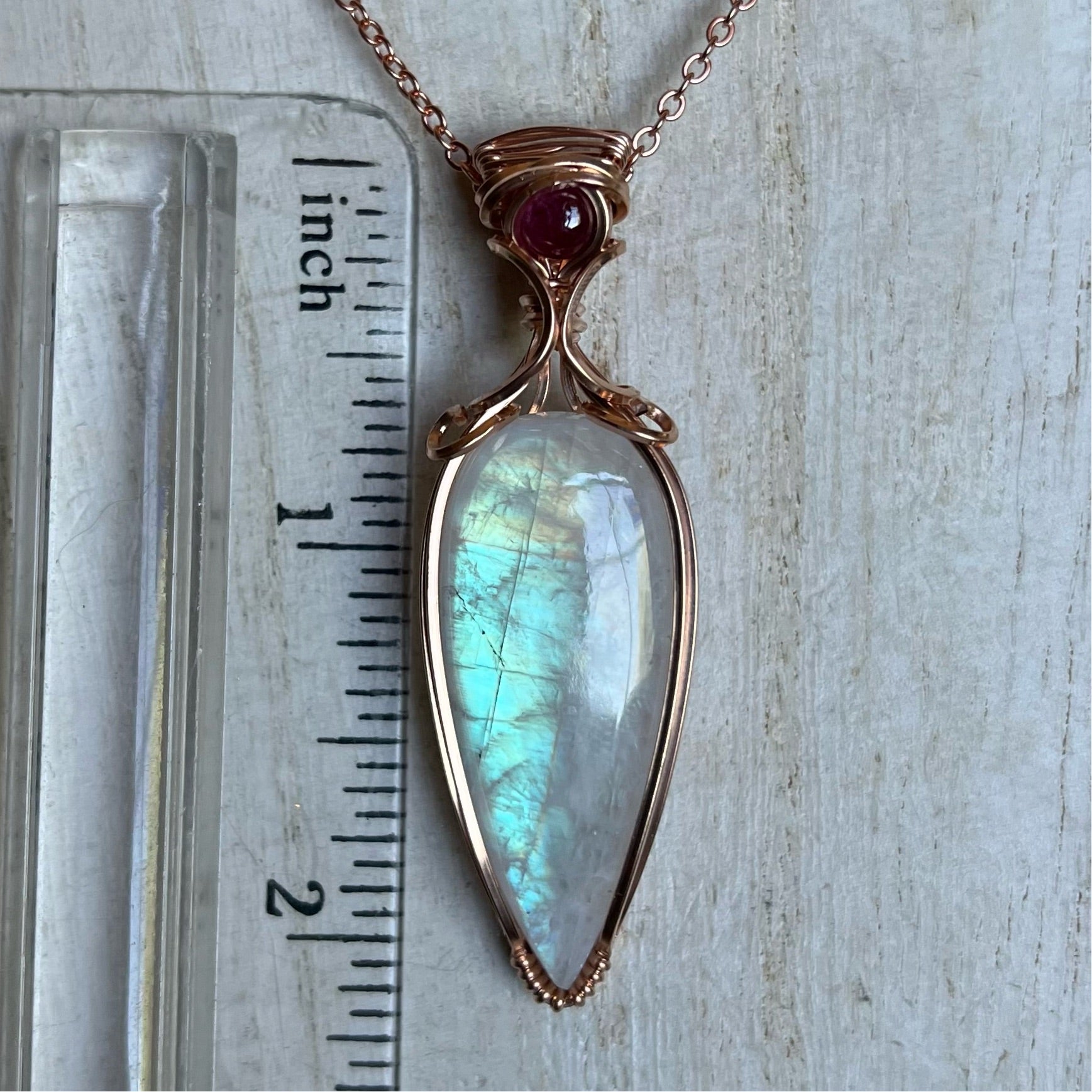 Rainbow Moonstone x Ruby (Rose Gold Filled)